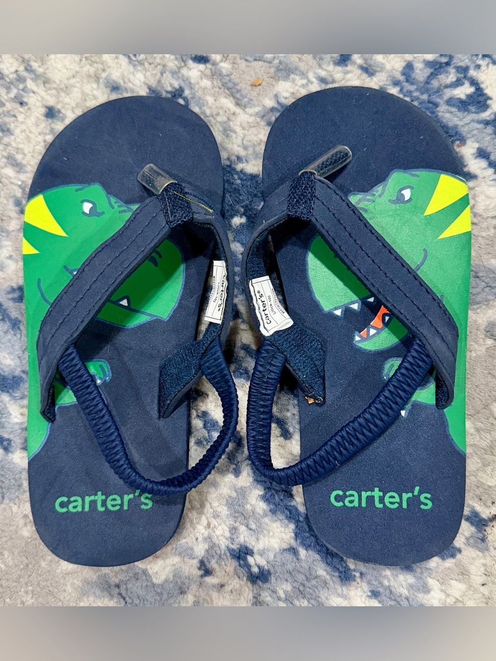 Carter's Navy and Green Dinosaur Toddler Flip Flops